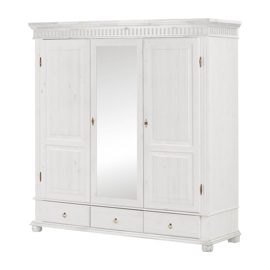 Шкаф для одежды, 195x218x62, Хельсинки, 3 SPGTM, белый воск