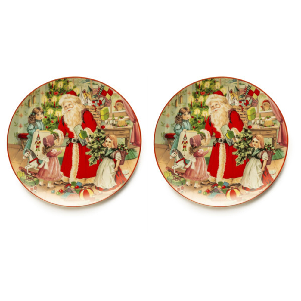 Набор тарелок закусочных 2шт 20см Lamart Noel Сюрприз Дед Мороз и дети
