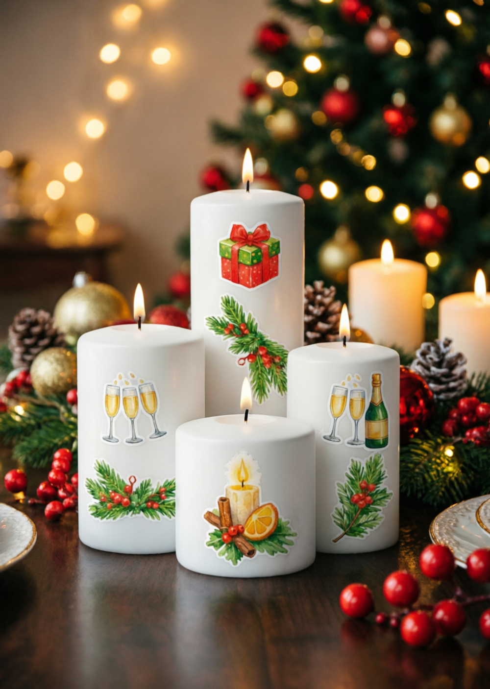 Трансфер переводной - декаль для свечей и гипса новый год 003 А5