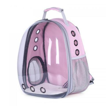 Рюкзак переноска для кошек и собак с панорамным иллюминатором (Цвет: розовый)