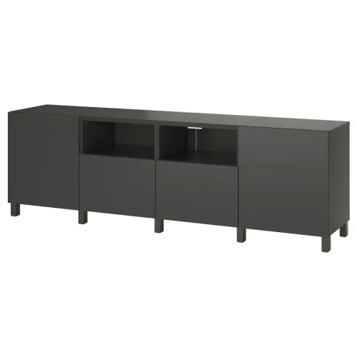 Тумба под ТВ с дверцами и ящиками - IKEA BESTÅ/BESTA/БЕСТО ИКЕА, 42х74х240 см, темно-серый