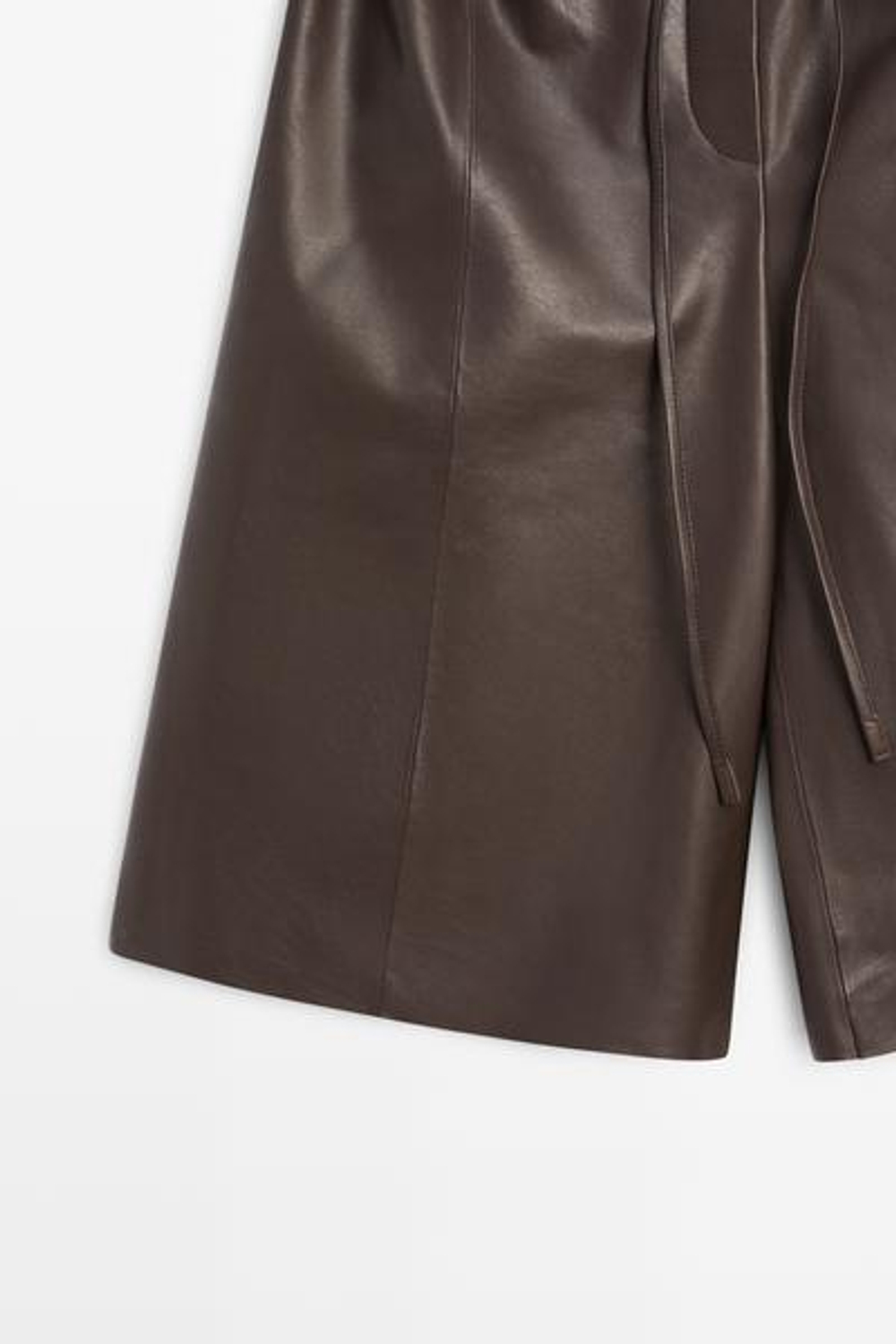 Massimo Dutti Длинные шорты из кожи наппа, коричневый