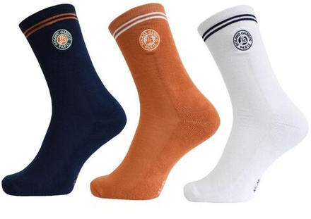 Теннисные носки Roland Garros Logo 3P - blanc/marine/terre battue