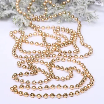 Бусы на елку 2,7м «Шарик» d-6мм, шампань (pvc коробка)