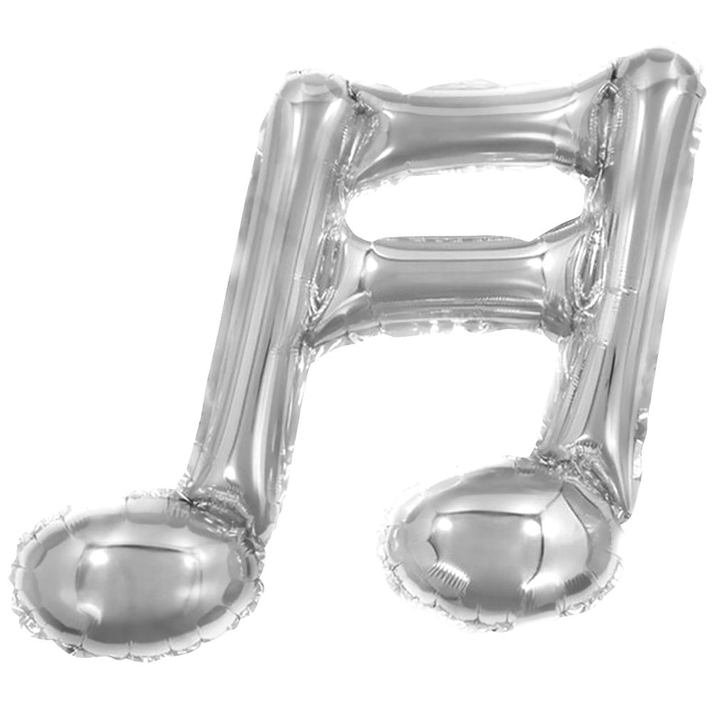 Шар с клапаном (16''/41 см) Мини-фигура, Нота двойная, Серебро, 1 шт.