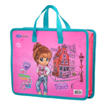 Папка школьная на молнии Basir, формат А4, сумка, серия "Модница", с тканевыми ручками и с тканевой окантовкой, 33,5*26,5