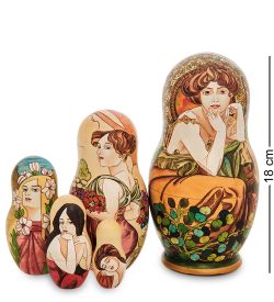 Народные промыслы МР-16/ 5-A Матрешка 5м «Альфонс Муха - Драгоценные камни. Топаз»