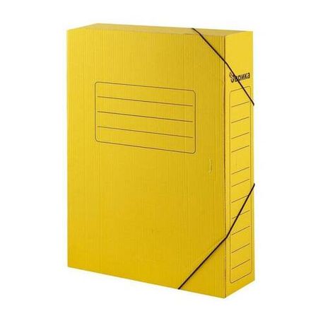 Папка архивная на резинках 75мм, микрогофрокартон, Эврика, желтая