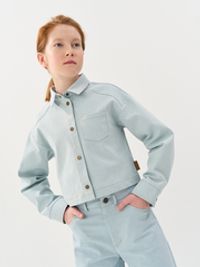 Рубашка джинсовая укороченная "Серо-голубая" 7+