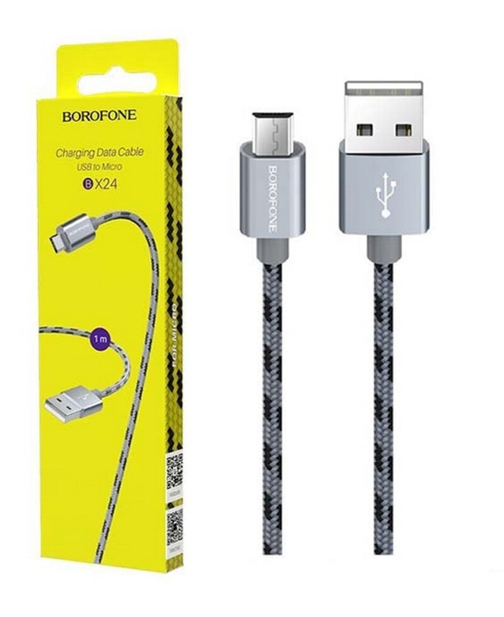 Кабель USB - Micro BOROFONE BX24 (серый) 1м