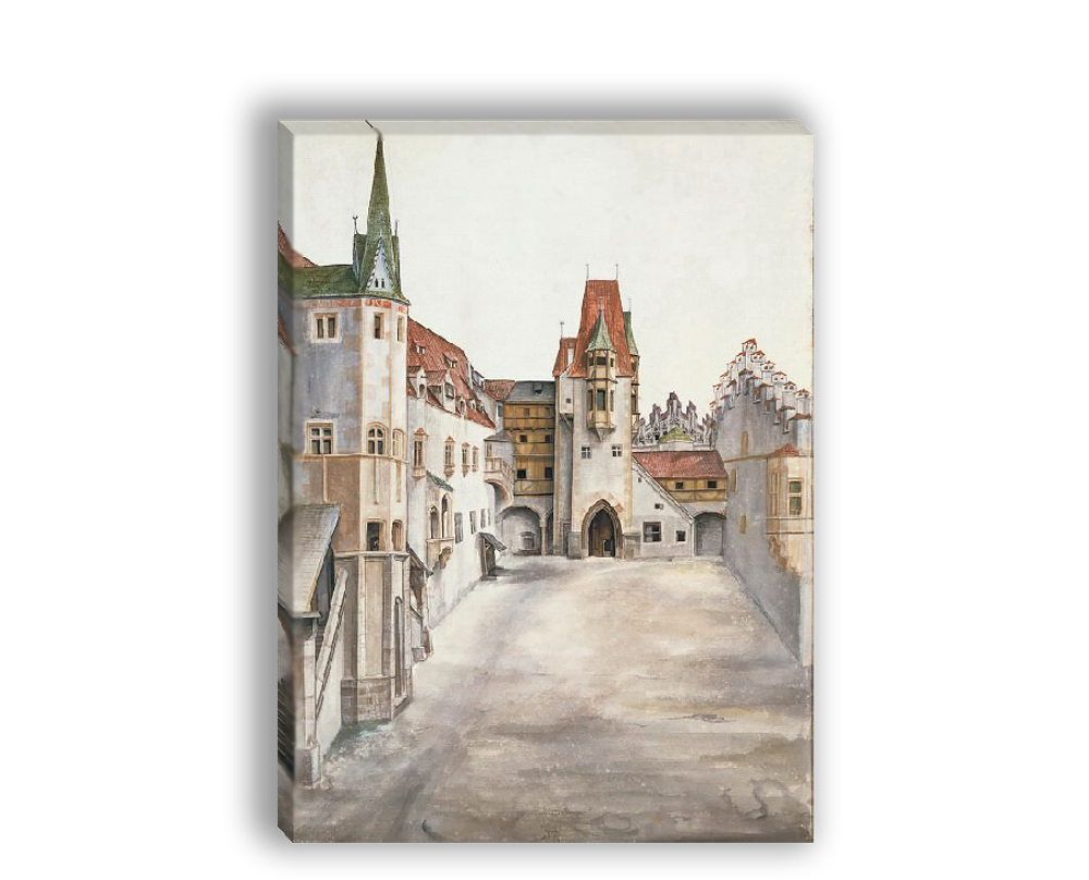Картина для интерьера "Внутренний двор старого замка в Инсбруке в безоблачную погоду", художник Дюрер, Альбрехт, печать на холсте