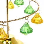 Сувенир с подсветкой «Елочка Хрустальная» 26 см, диаметр 10 см, основ.-золото, свечение-тепл.бел, хрусталик Зел./Желтый (работает от батареек 3 ААА)