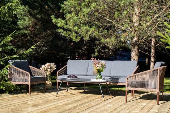 "Канны" лаунж-зона 5-местная плетеная из роупа (веревки), роуп коричневый