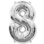 Шар фольгированный Цифра 8 101 см (Серебряный)