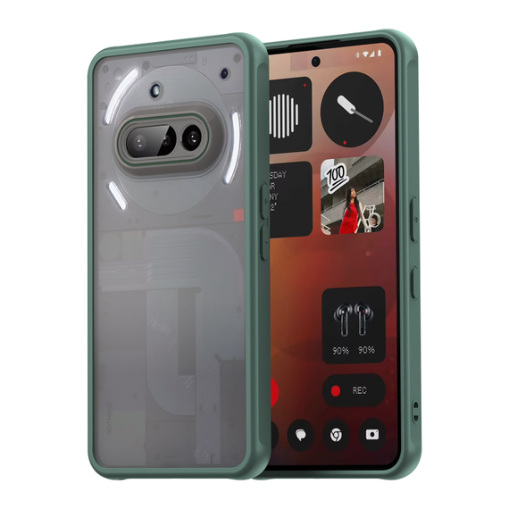 Защитный чехол с зелеными боковыми рамками для Nothing Phone 3a, задняя крышка тонированная прозрачная