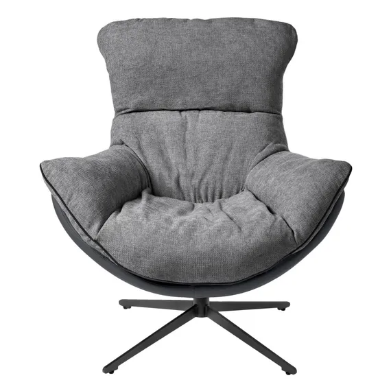 Кресло Hugo тёмно-серая экокожа, шенилл