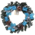 Венок хвойный «Снежное синяие» d-30 см
