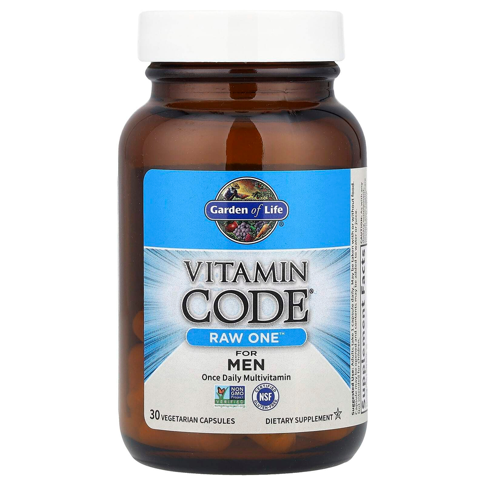 Garden of Life, Vitamin Code®, RAW One ™, мультивитамины для мужчин для приема один раз в день, 30 вегетарианских капсул