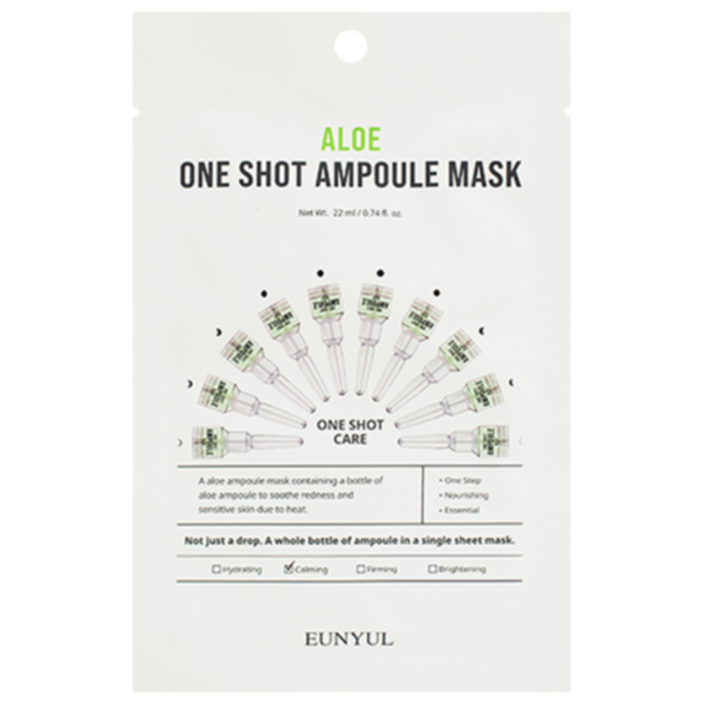 Маска тканевая успокаивающая с экстрактом алоэ Eunyul aloe one shot ampoule mask, 22 мл