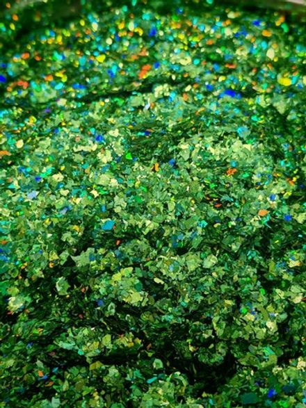 Хлопья - слюда Зелёный голографик - 88804 - для литья изделий и творчества