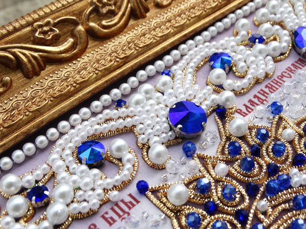 ЖС-1-ЗС Набор для вышивания хрустальными камнями Богородица Владимирская (синий)