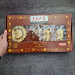 Кофейный набор "Lale" на 2 персоны с лукумницей и подносом/ACAR. Турция (золотистый)