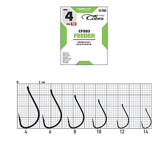 Крючки Cobra FEEDER CF203  №10, 10 шт.
