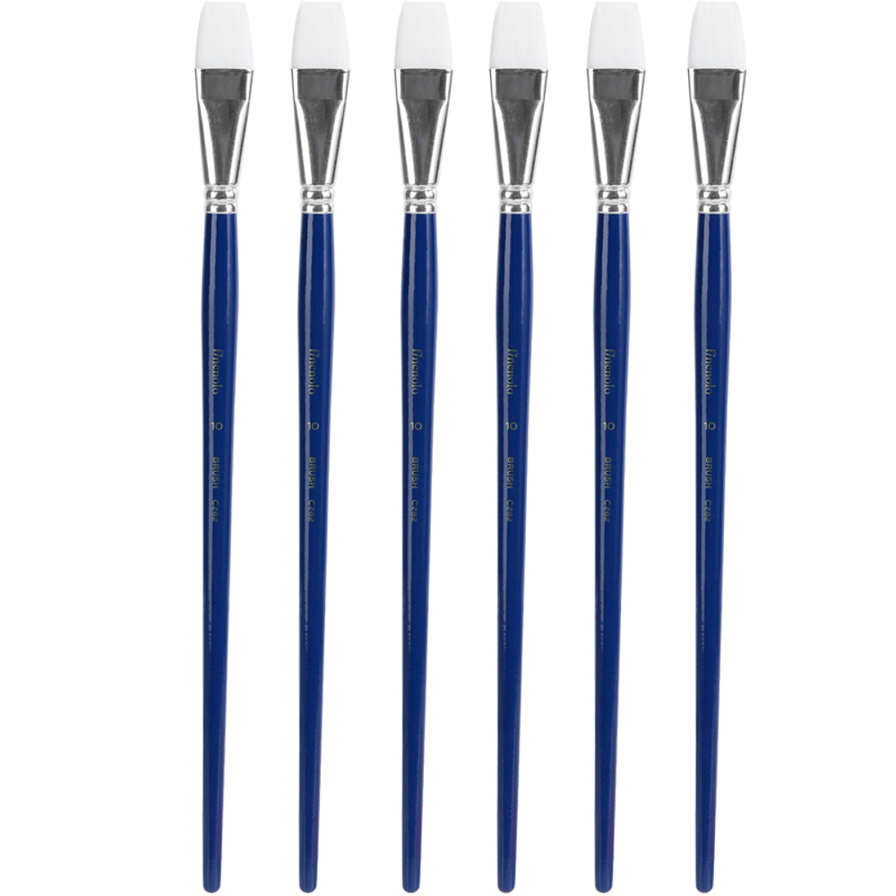 Набор кистей DELI "Finenolo", №10, плоская, березовая ручка 32 см, 6 штуки в уп., синтетика