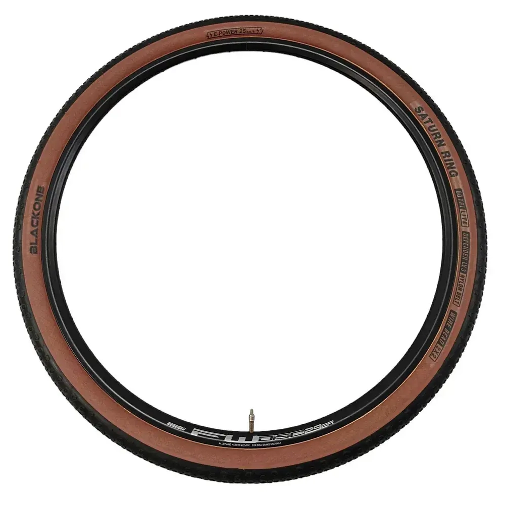 Покрышка для велосипеда 28" Blackone Saturn Ring 700 x 42c (44-622 ) черная с коричневой боковиной, металлический корд