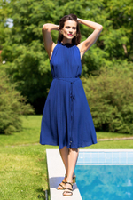 Женственное легкое платье из тонкой натуральной вискозы (Размер: XS-S) (Цвет: синий)