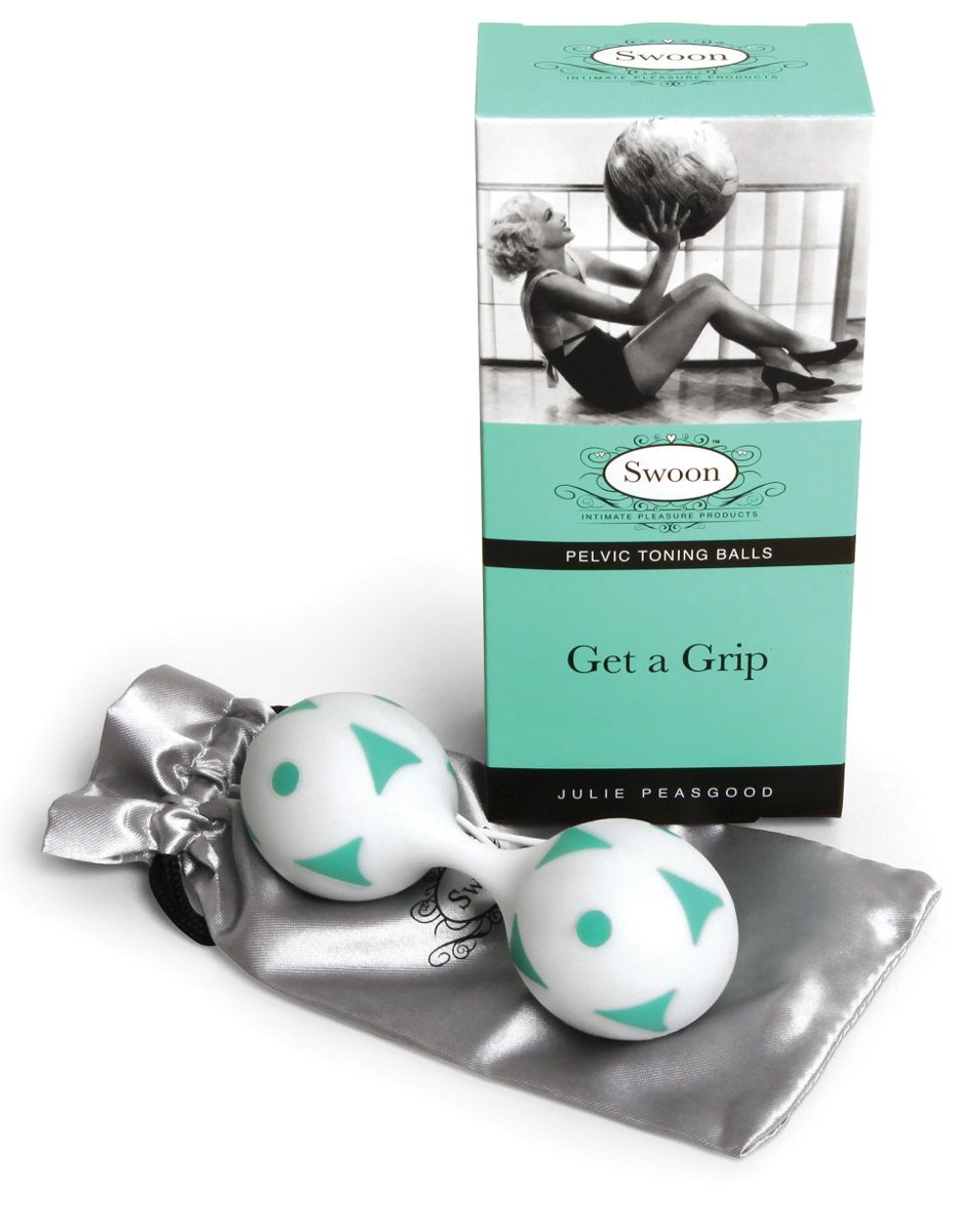 Вагинальные шарики GET A GRIP SILICONE JIGGLE BALLS (Цвет: белый с зеленым)