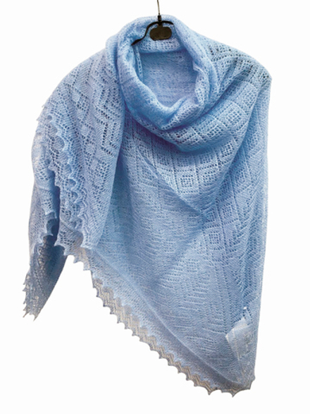 Оренбургский пуховый платок П3-120-04 голубой