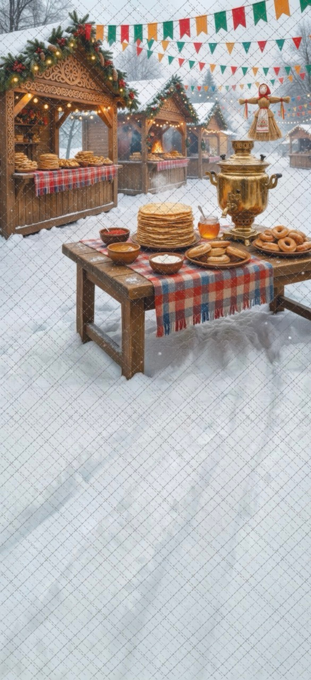 Масленица №9.1 улица - фон неопреновый