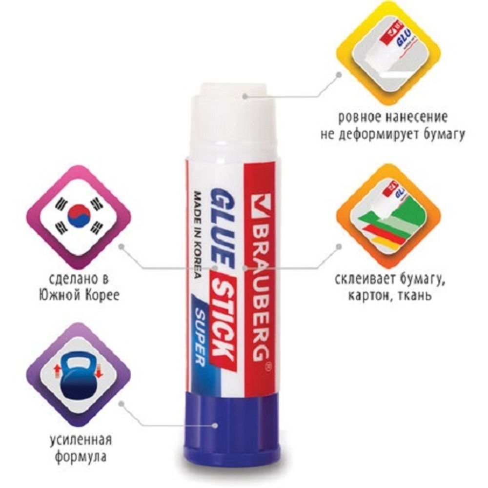 Клей-карандаш 21г. Brauberg Super