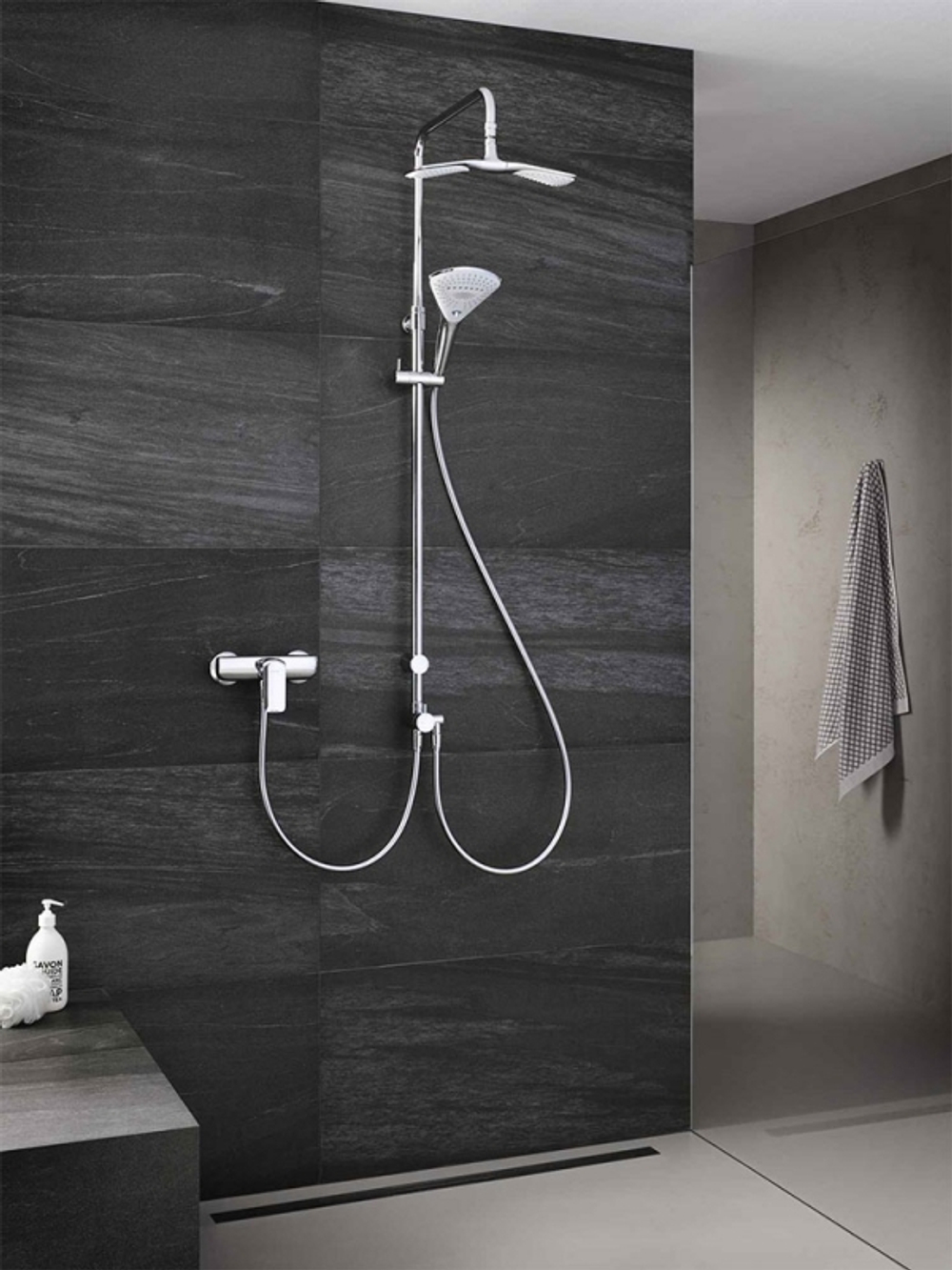 Фото в интерьере смеситель для душа Kludi Ameo 417100575 Хром