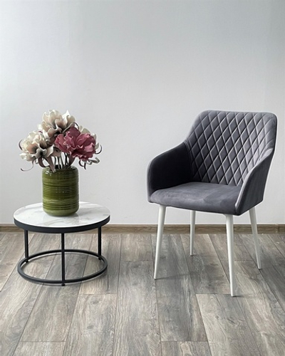 Стул BRANDY-X СЕРЫЙ #27, велюр / белый каркас М-City