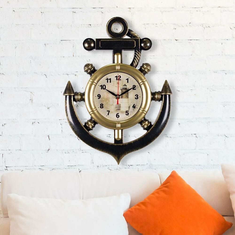 Часы настенные "Якорь" 27,5*38см "Маяк", черный с золотом