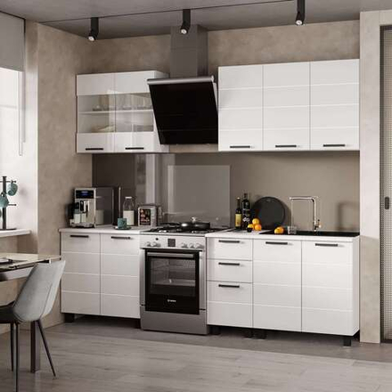 Кухня Дина 2 м белый глянец