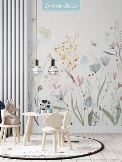 Фотообои Цветы акварельные 300*270 на стену флизелиновые фото обои в детскую