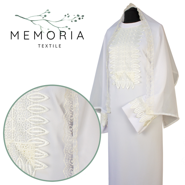 Платье ритуальное "Элит-2" с шарфом белое (трикотаж)