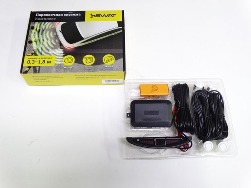Парктроник (парковочный радар) 4 датчика, белые (диаметр 18.5 мм, фреза) (SWAT)