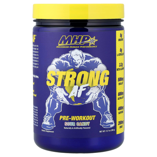 MHP, Strong AF™, предтренировочный комплекс, кислая конфета, 390 г (13,7 унции)