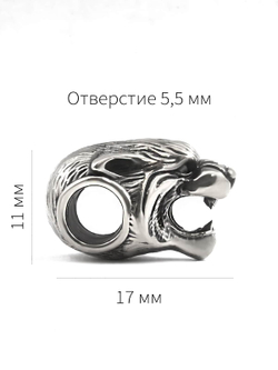 Фотография шарма для браслета темляка паракорда Тигр серебро 925 с размерами