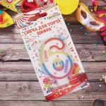 Свеча для торта Цифра День рождения «6» 6 см