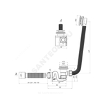 Слив-перелив для ванны Бриг автоматический 1 1/2"x40 с гофрой 40х50 слив клапан "клик-клак" (грибок-сетка), пробка D=68мм АНИ Пласт EC655GS