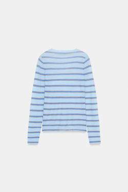 ZARA ДЖЕМПЕР ИЗ ШЕРСТИ В ПОЛОСКУ, ГОЛУБОЙ