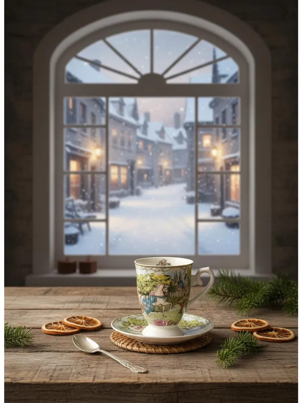 Новогодний подарочный кружка с изображением лошади