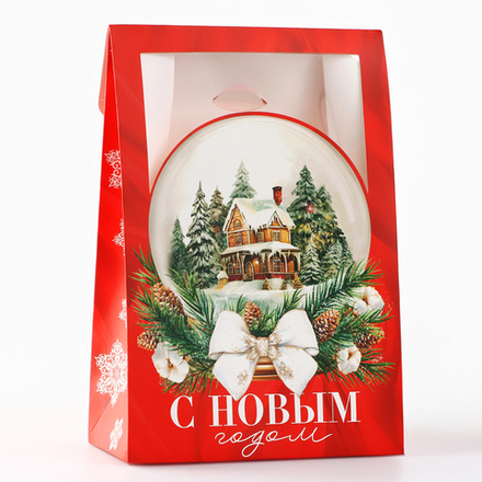 Коробка для десертов новогодняя 15*7*22см