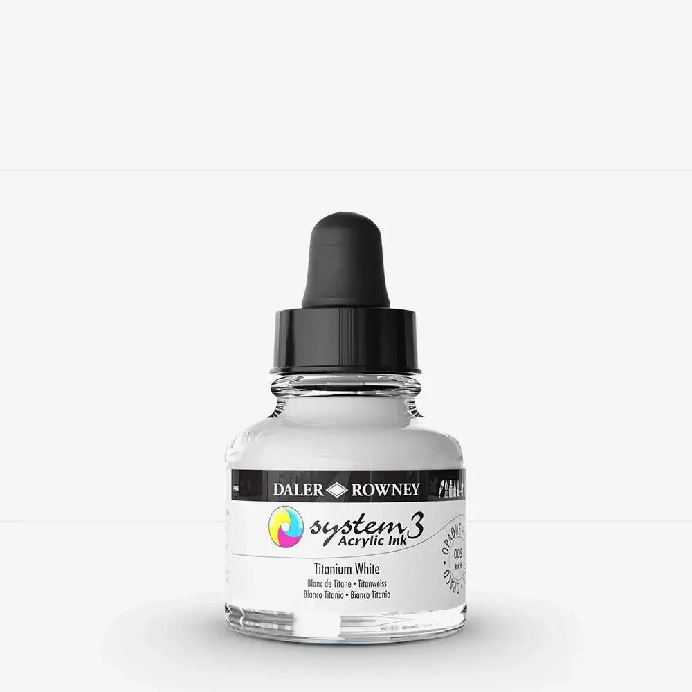 Daler Rowney : System 3 : Acrylic Ink : 29.5ml : Titanium White