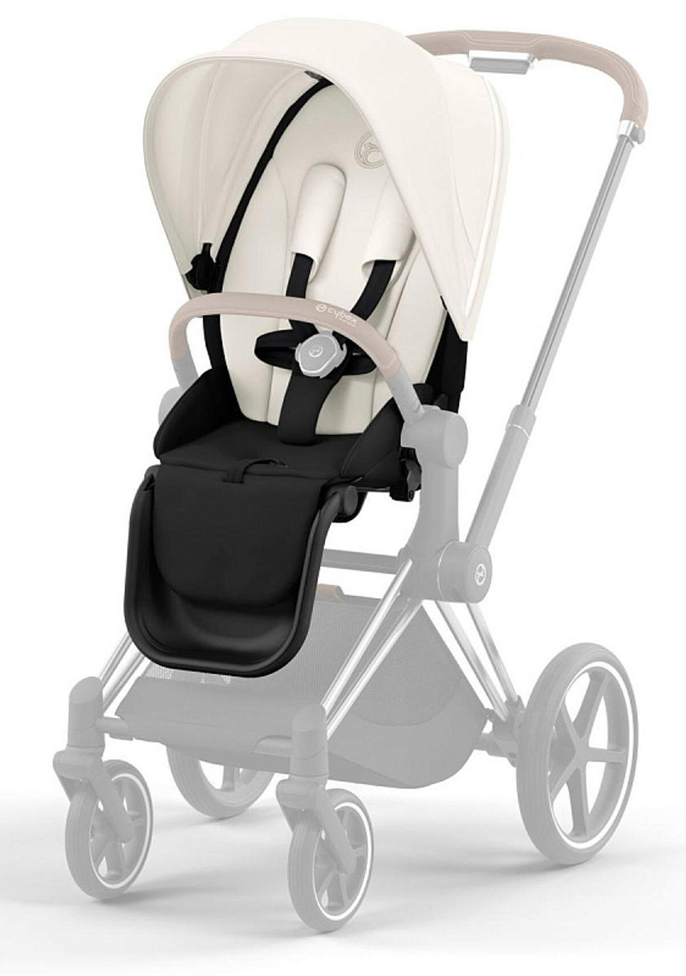 Коляска 3 в 1 Cybex Priam IV Chrome Brown complete и автокресло Aton S2 i-Size Ocean Blue Off White